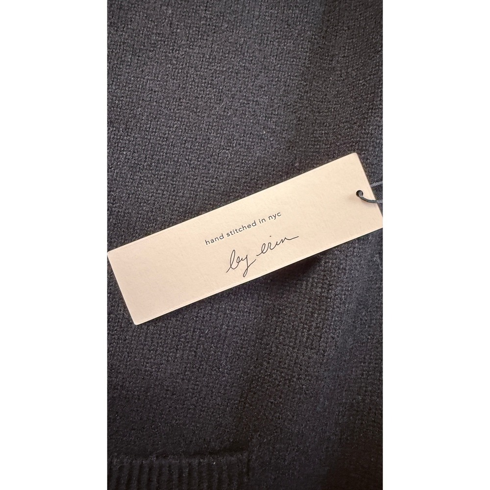 NEW Lingua Franca Black 100% Cashmere I Love NY Hand Stitched Cardigan XL - Picture 3 of 8